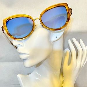 Wildfox:CHATON-Cat Eye Sunglasses-Antique Gold+Hard Heart Case+Cloth-NWT in Box